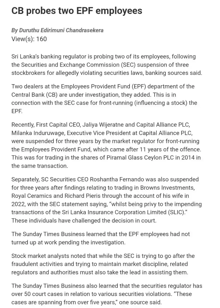 Image from Sri Lanka Economy: ශ්‍රී ලංකා සුරැකුම්පත් කොමිසම විසින් සේවක අර්ථසාධක අරමුදලේ සේවකයින් සම...