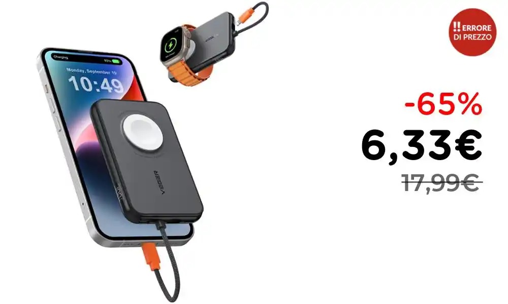 Image from ‼️ ERRORE DI PREZZO: 🔋 *VEGER Power Bank 5000mAh 20W PD con Display LED per iPhone e Andro...