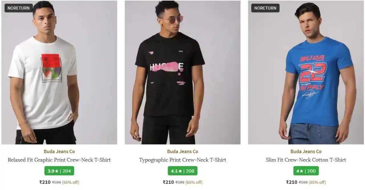 Image from ProLooterz Shopping Deals: Ajio : Upto 70% Off on Buda Jeans Mens Clothing.  T-Shirt :   🛒 Buy N...