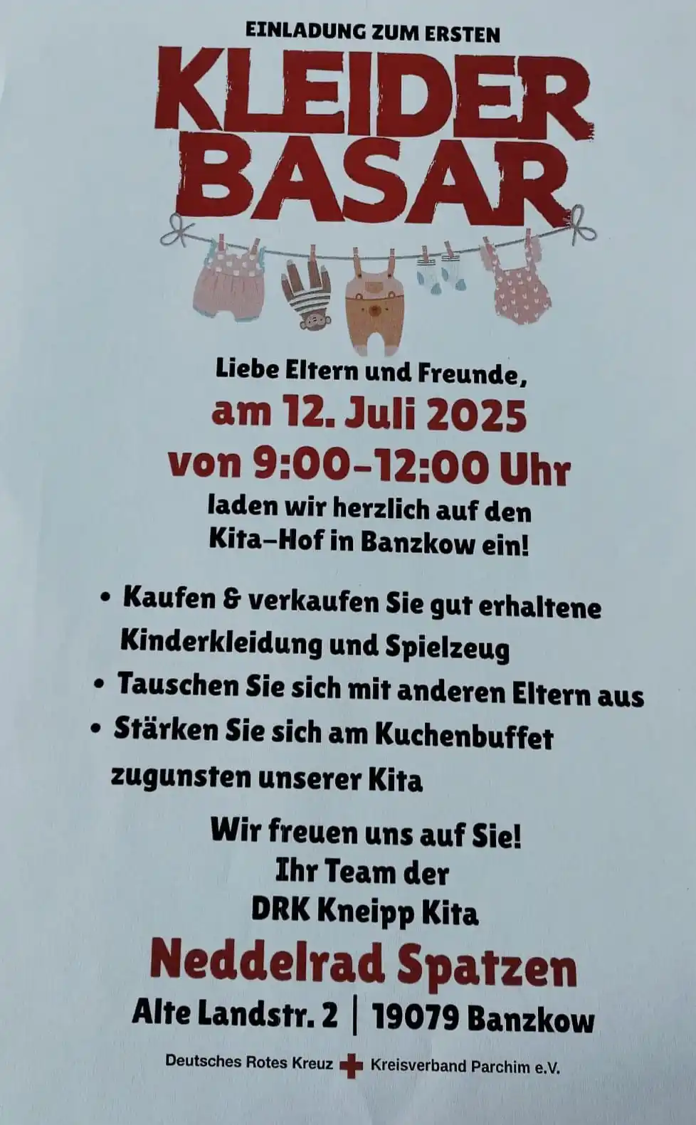 Image from Annas LADEN Schaukasten Crivitz & Umgebung: Banzkow - 1. Kleider Basar Es gibt auch noch FREI PLÄTZE, falls jemand...