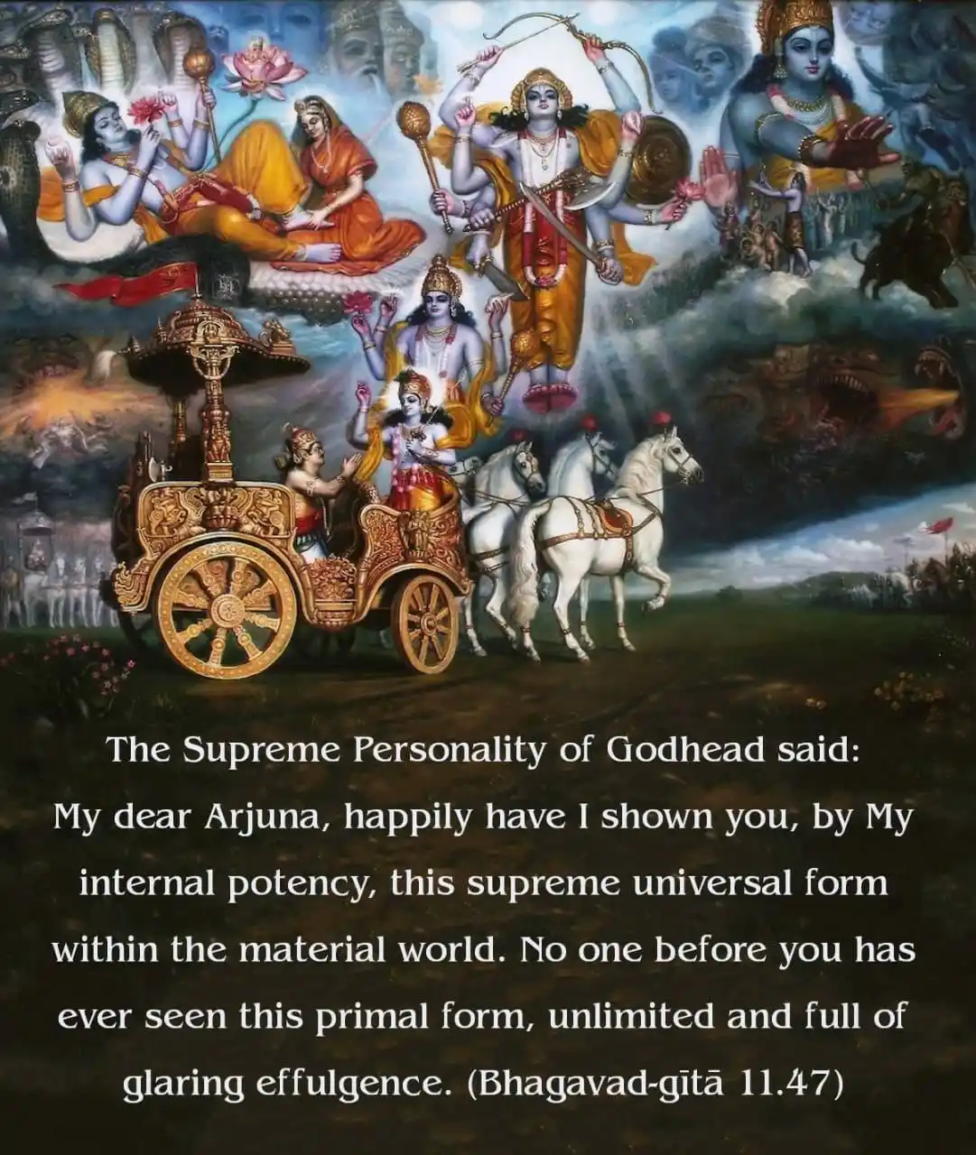 Image from ISKCON BHOPAL BYC: Bhagavad Gita 11.47 श्रीभगवानुवाच मया प्रसन्नेन तवार्जुनेदं रूपं परं ...