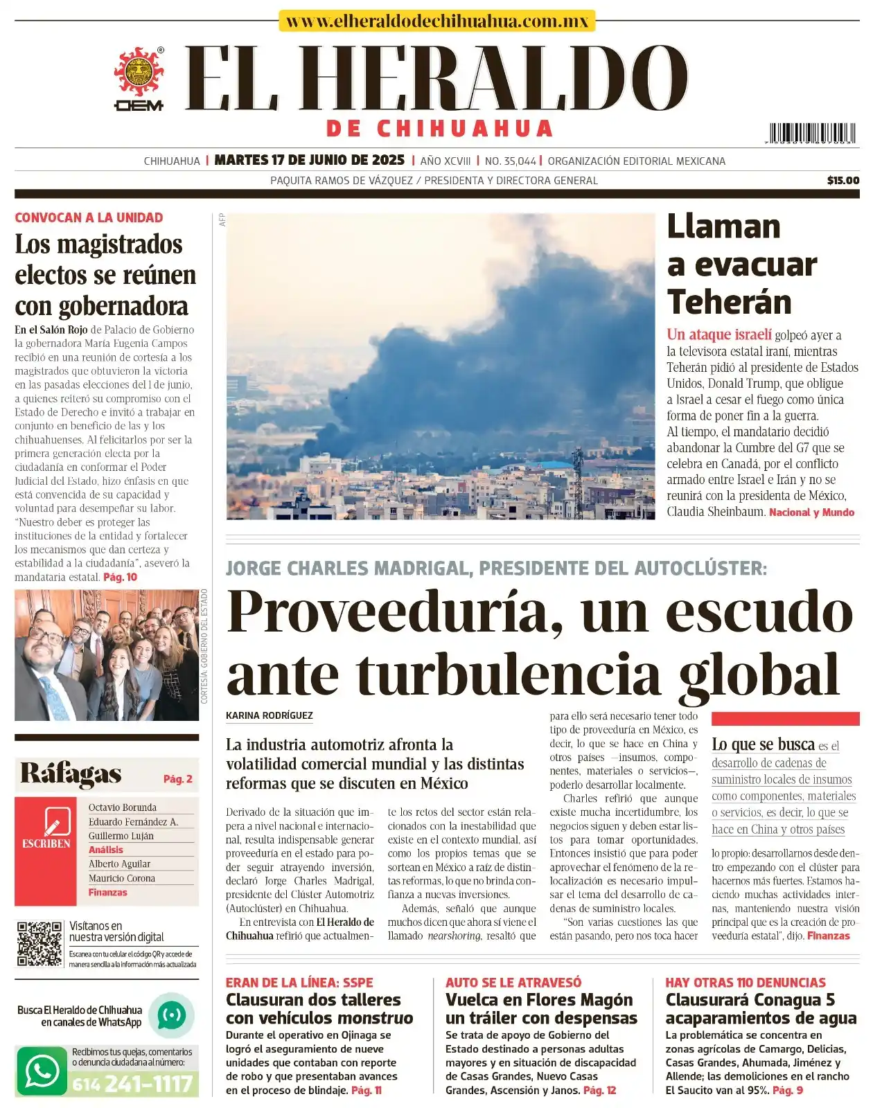 Image from El Heraldo de Chihuahua: ☀️ *¡Buenos días!* 🌡️ *Temperatura para hoy* Mínima 19°C | Máxima 39°...