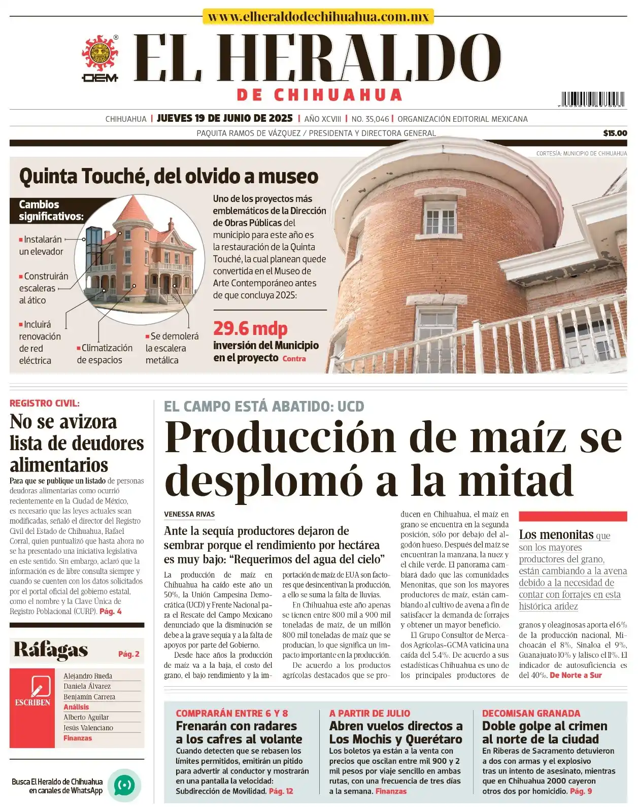 Image from El Heraldo de Chihuahua: ☀️ *¡Buenos días!* 🌡️ *Temperatura para hoy* Mínima 21°C | Máxima 37°...
