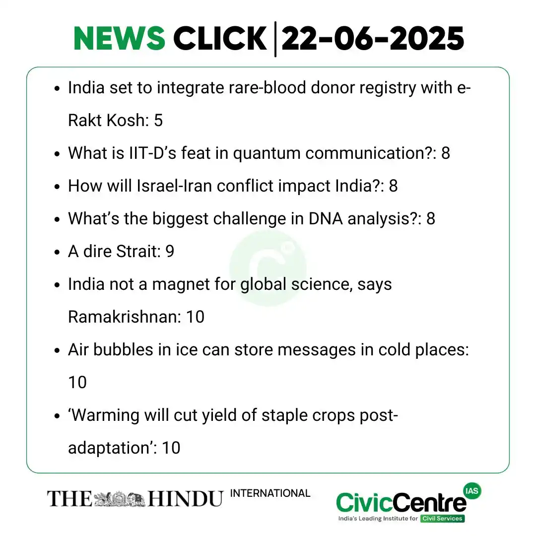 Image from CivicCentre IAS Academy: CivicCentre IAS | Daily News Click | 22-06-2025  Download our CivicCen...
