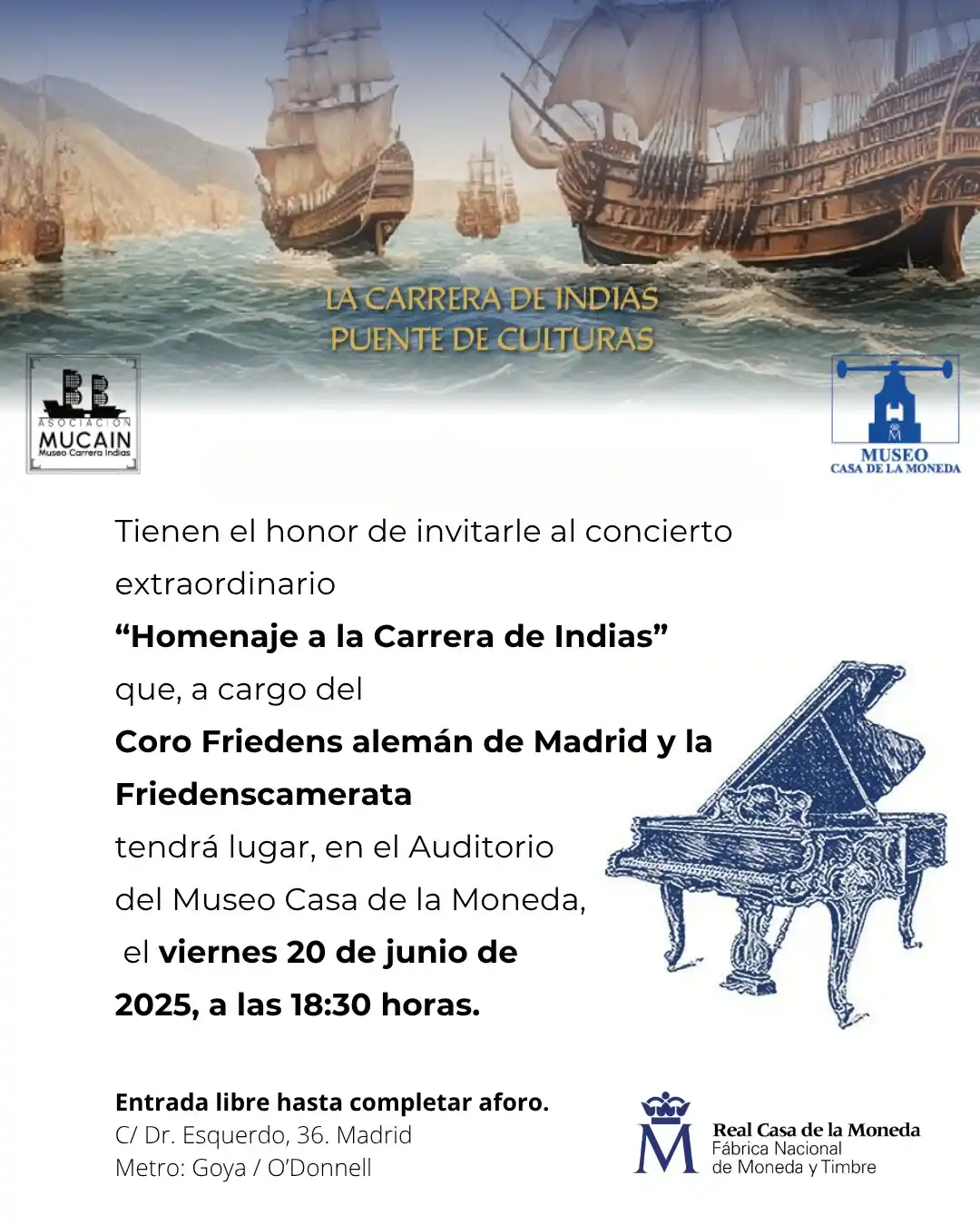 Image from FNMT-RCM: 🎼 Concierto extraordinario en el Museo Homenaje a la Carrera de India...
