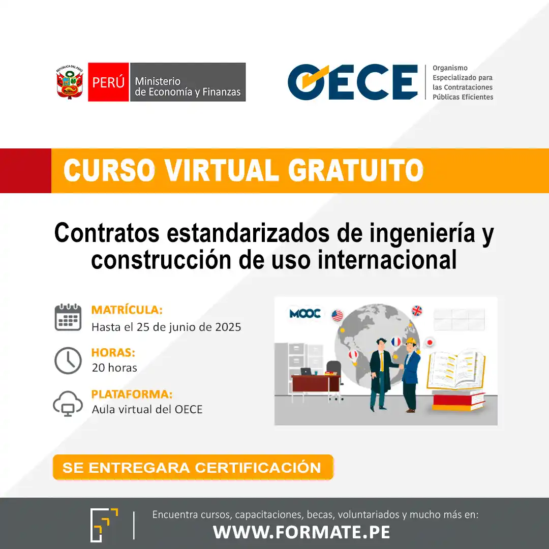 Image from Convocatorias Arquitectura: Empleos - Prácticas - Capacitaciones: 📢 ¡Curso virtual gratuito! Organizada por el OECE 📌 Tema: Contratos ...