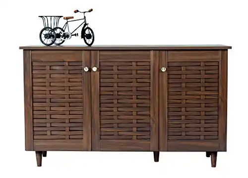 Image from ProLooterz Shopping Deals: DeckUp Bei 3-Door Engineered Wood Shoe Rack with Wooden Legs (Walnut, ...