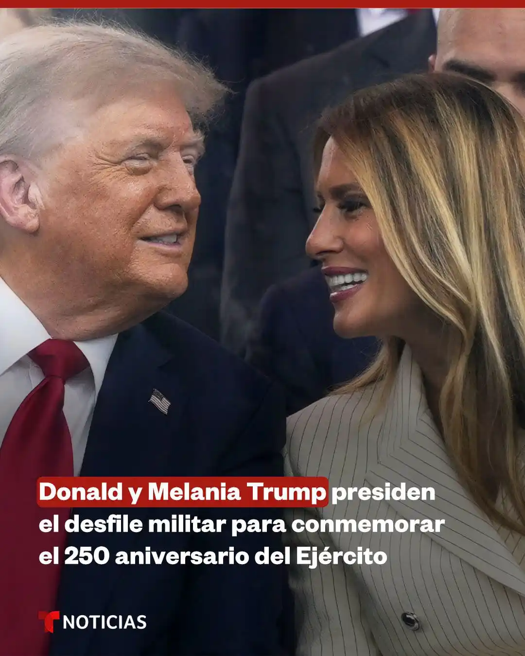 Image from Noticias Telemundo: El presidente, *Donald Trump*, y su esposa, *Melania*, observaron desd...