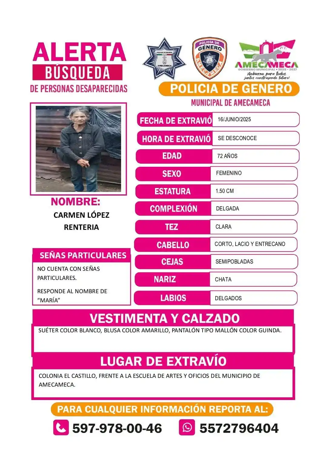 Image from M Noticias: 🔎 FichaDeBusqueda Se desconoce el paradero de 𝘾𝘼𝙍𝙈𝙀𝙉 '𝙈𝙖𝙧...