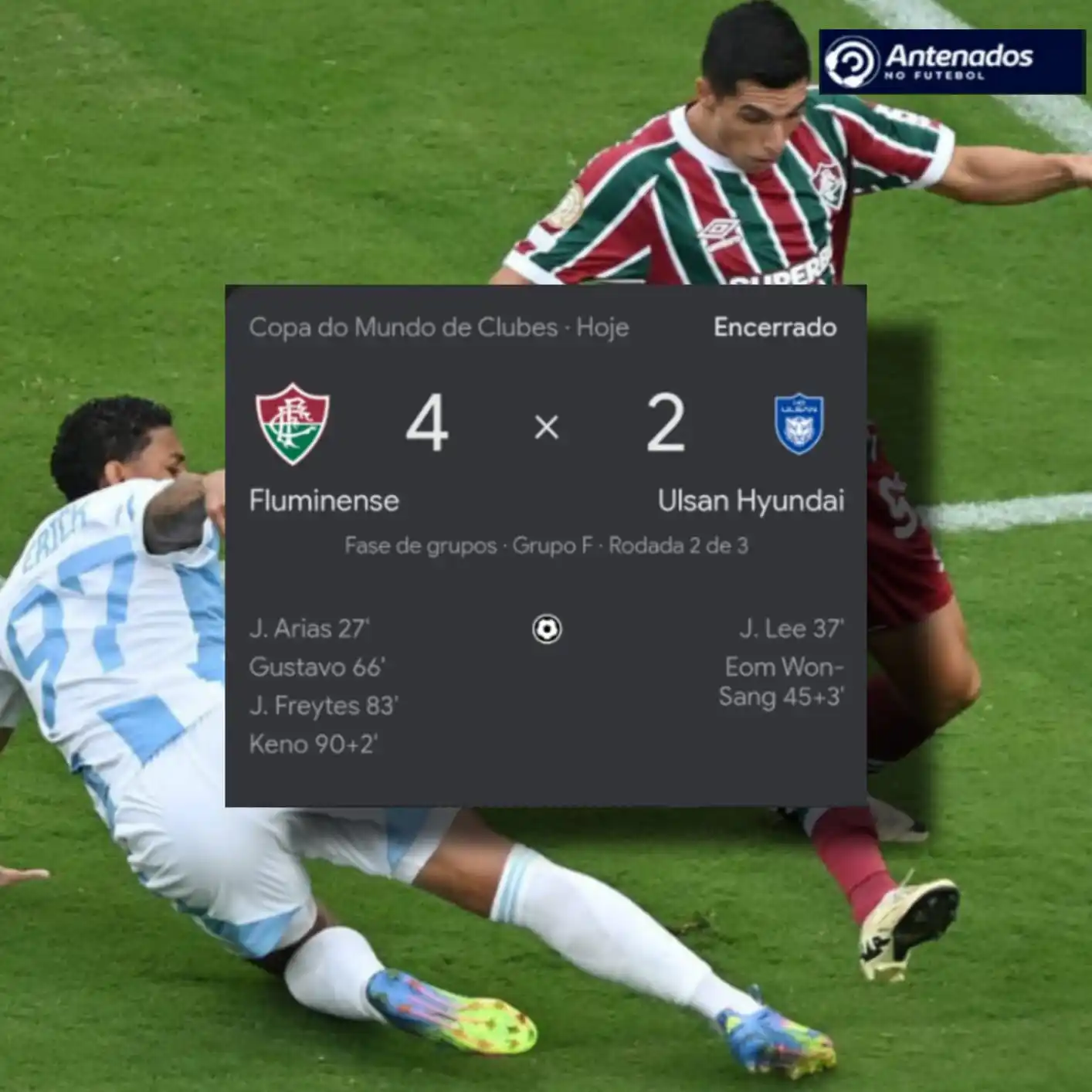 Image from Antenados no Futebol: FIMMM DE JOGO!  O Fluzão vence o Ulsan Hyundai.  📷 Reprodução/AFP...