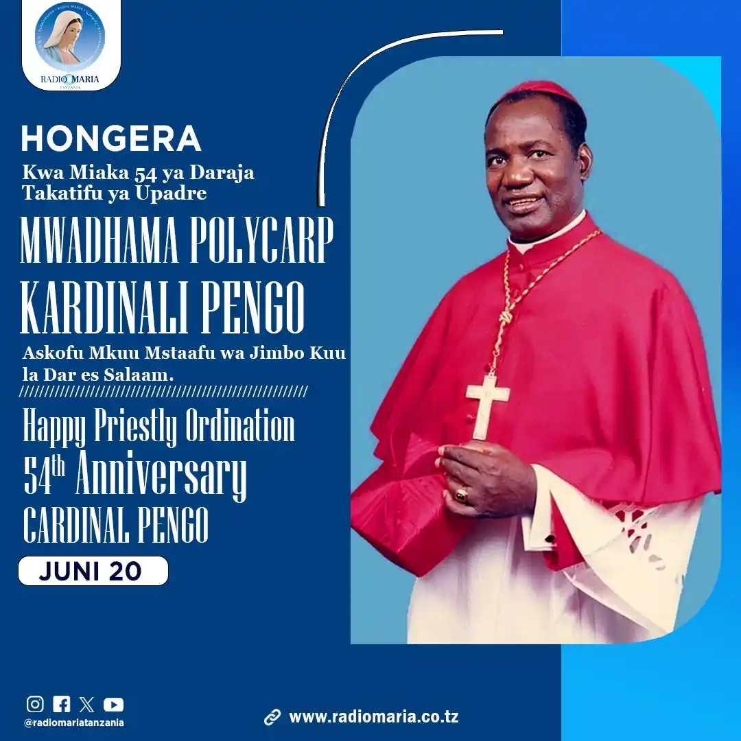 Image from Radio Maria Tanzania: *HONGERA KARDINALI POLYCARP PENGO KWA MIAKA 54 YA DARAJA TAKATIFU YA U...