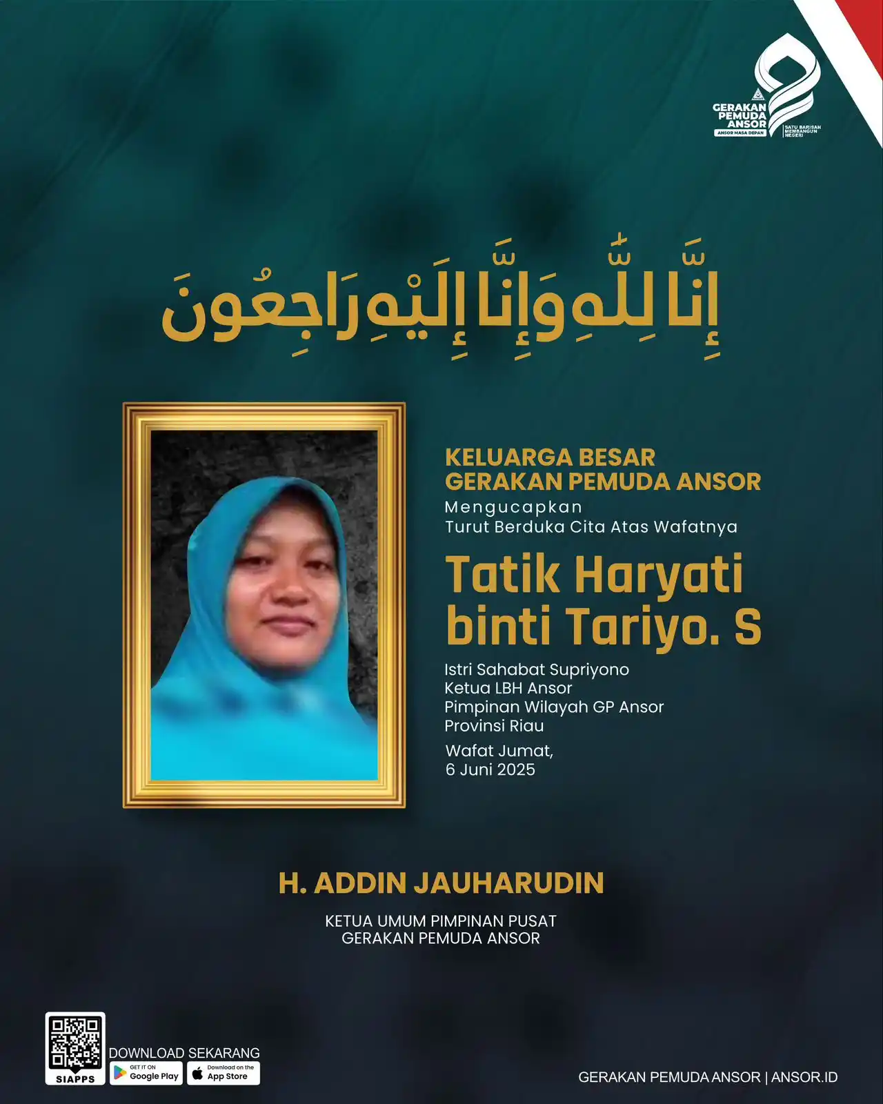 Image from Gerakan Pemuda Ansor: Ketua Umum Pimpinan Pusat GP Ansor H Addin Jauharudin beserta seluruh ...