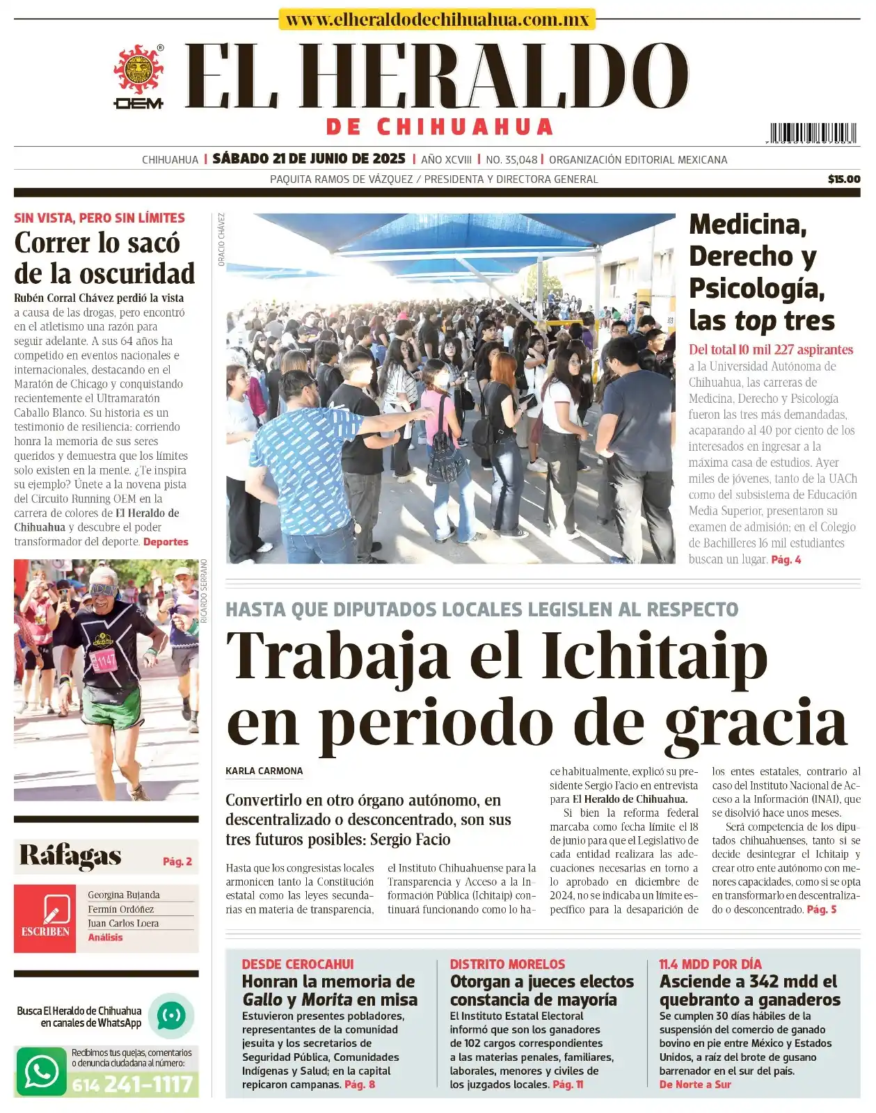 Image from El Heraldo de Chihuahua: Mínima 21°C | Máxima 33°C 📰 *EN LA PORTADA DE EL HERALDO DE CHIHUAHUA...