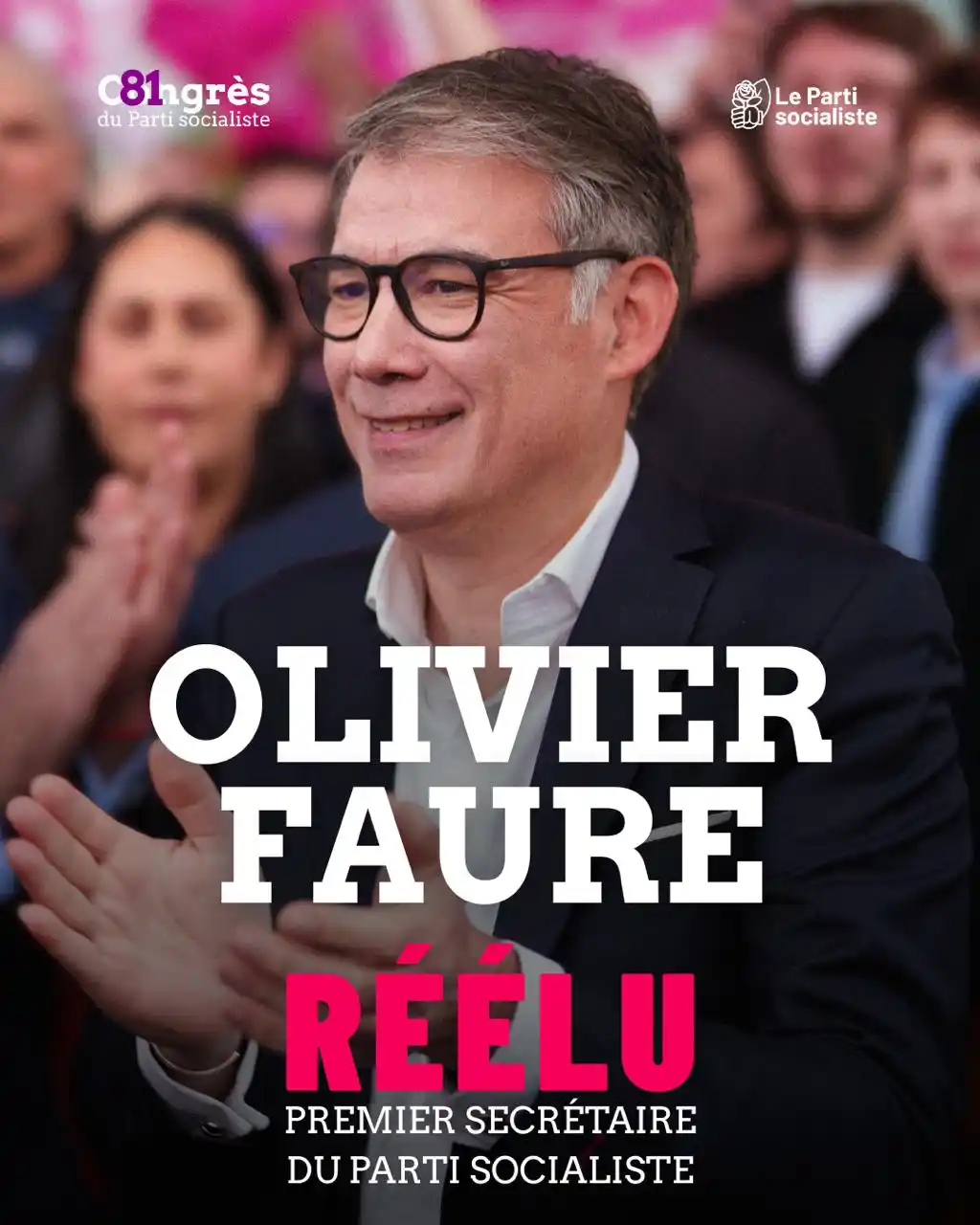 Image from Parti socialiste: *🌹 Olivier Faure a été réélu Premier secrétaire du Parti socialiste d...