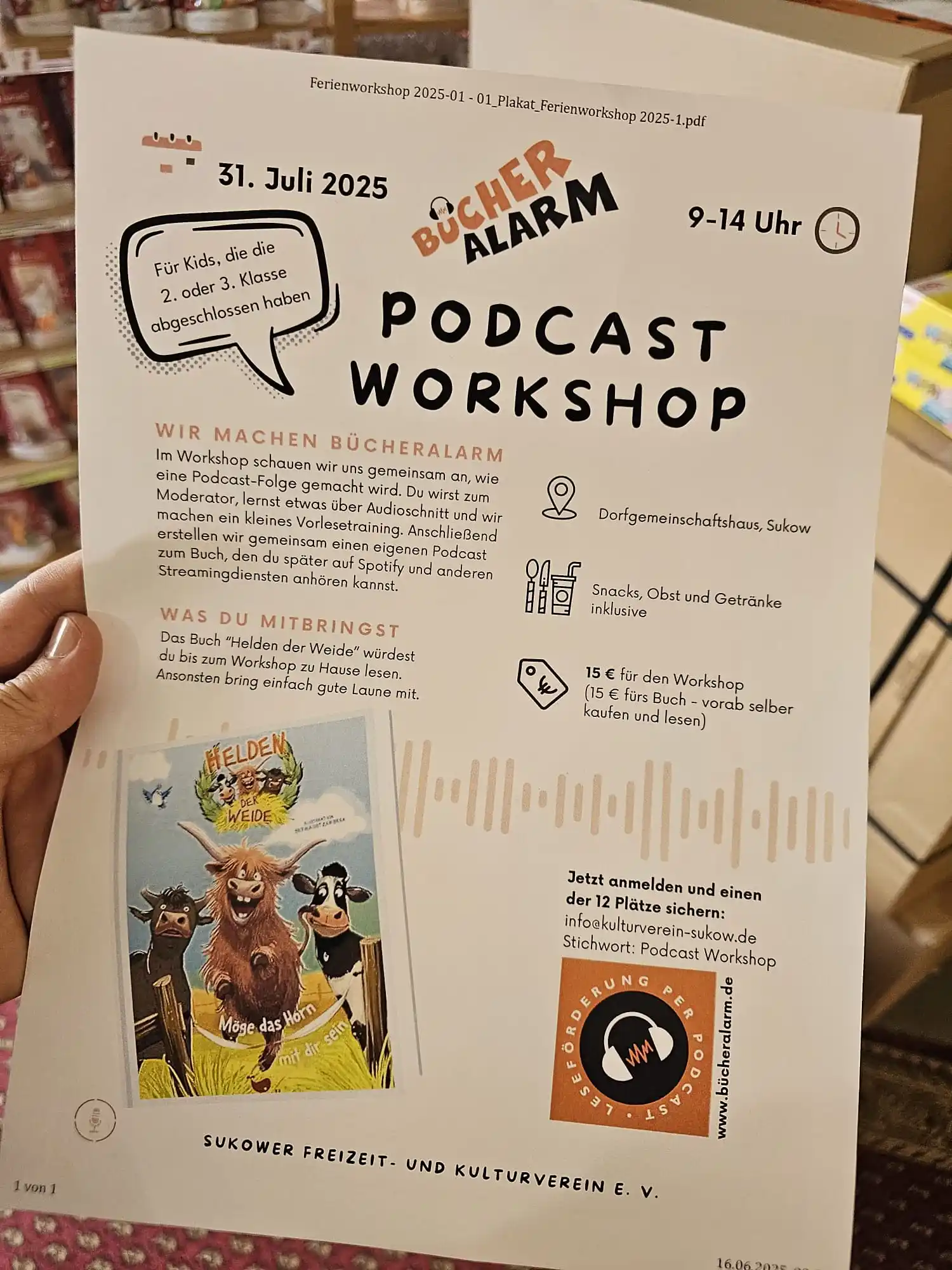 Image from Annas LADEN Schaukasten Crivitz & Umgebung: 🎙️ Podcast-Workshop für Kinder! 📚  Am 31. Juli 2025 von 9–14 Uhr fin...