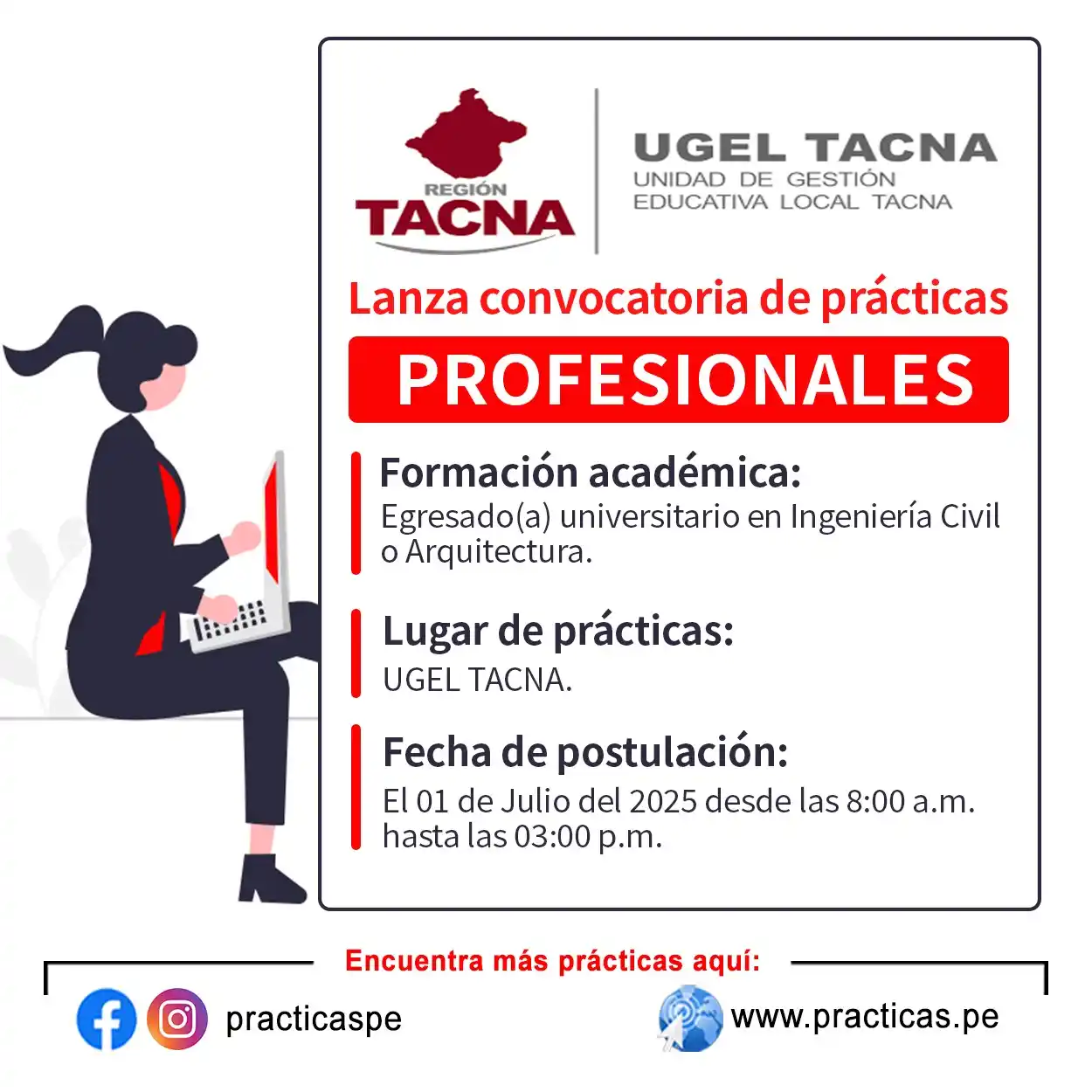 Image from Convocatorias Arquitectura: Empleos - Prácticas - Capacitaciones: 🎯 Prácticas en UGEL TACNA - Tacna Más información 👉 https://www.pr...
