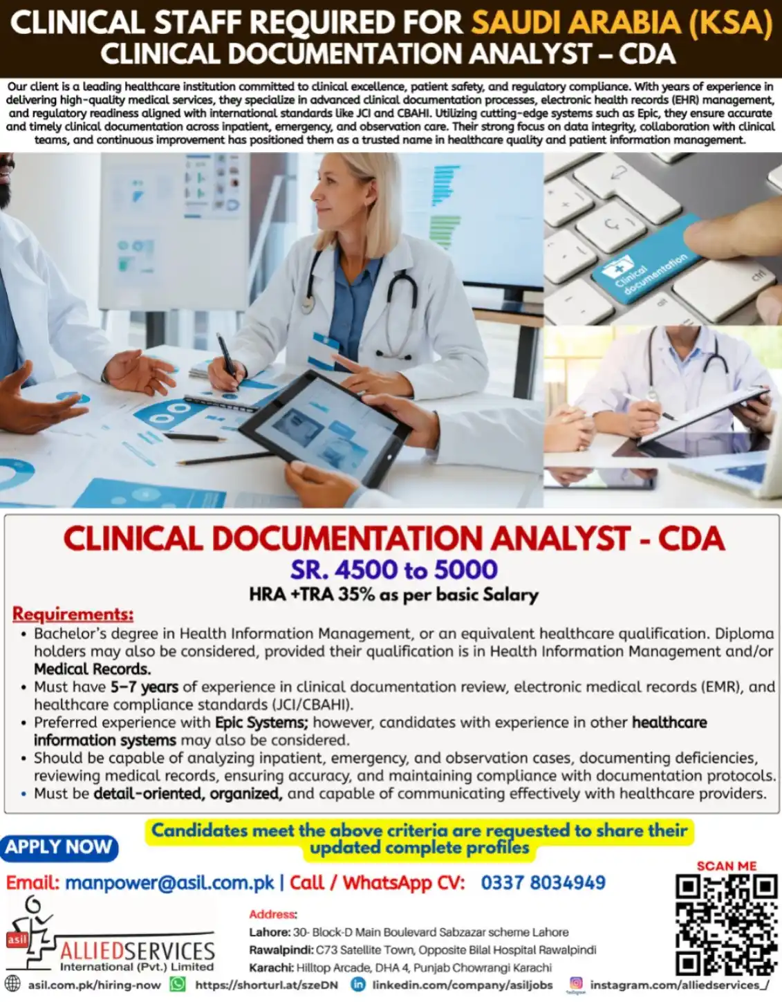 Image from Allied Services International Private Limited Gulf Jobs (Saudi UAE Qatar) By Allied Services: 🇸🇦 *HIRING NOW – CLINICAL STAFF FOR SAUDI ARABIA (KSA)*🇸🇦 *Posit...