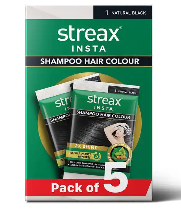 Image from ProLooterz Shopping Deals: Streax Insta Shampoo Hair Colour for Women & Men, Natural Black 1 - Pa...