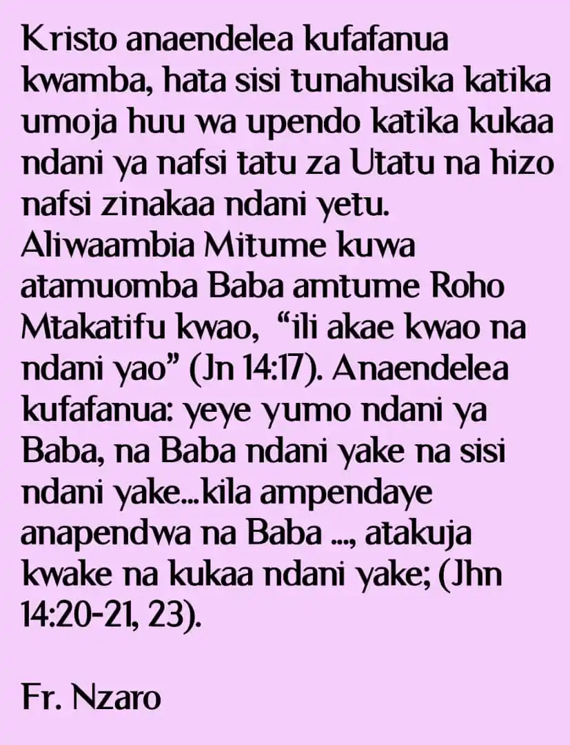 Image from Radio Maria Tanzania: Tafakari njema mpendwa wetu. <a class="text-blue-500 hover:underline c...