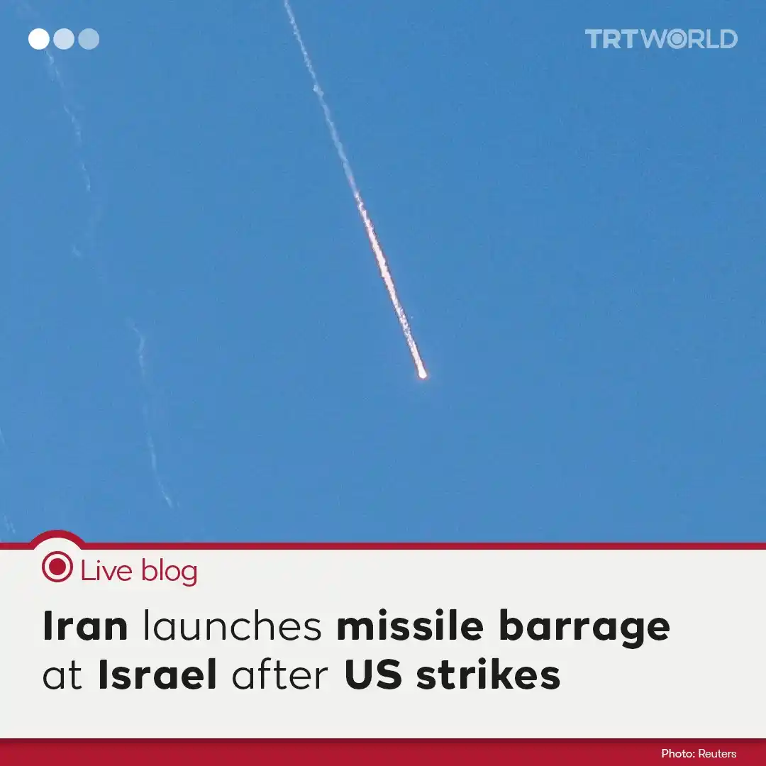 Image from TRT World: Tehran launches dozens of missiles at Israel following US strikes on t...