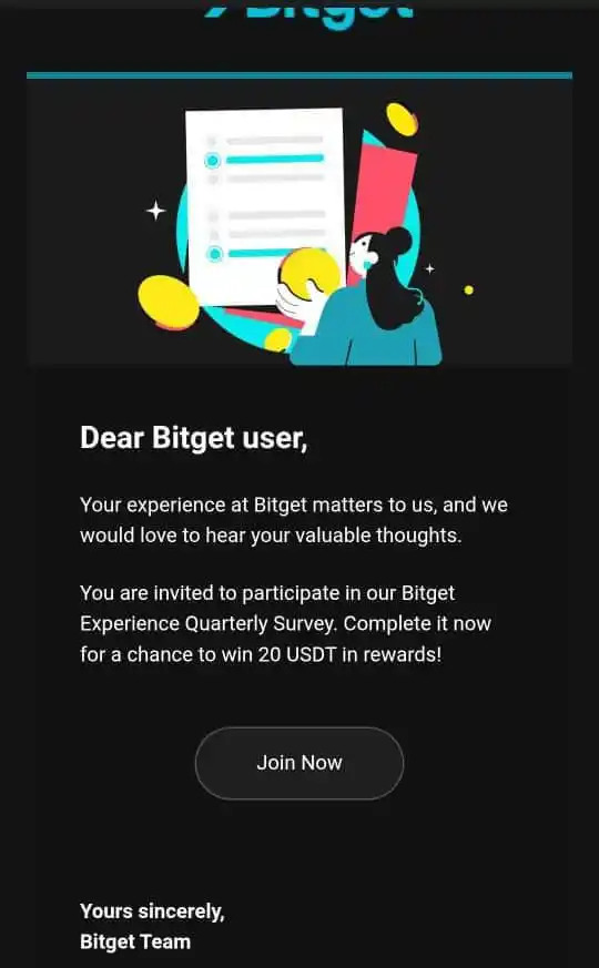 Image from ULTINEX Crypto HUB: 🎁 Bitget Quarterly Survey   Fill and stand the chance to win 20 USDT;...