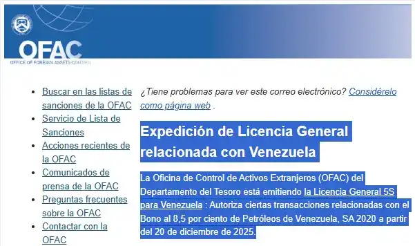 Image from 𝗩𝗘𝗡𝗘 𝗠𝗨𝗡𝗗𝗢 𝗡𝗢𝗧𝗜𝗖𝗜𝗔𝗦 𝗙𝗚: *Expedición de Licencia General relacionada con Venezuela* La Oficina ...