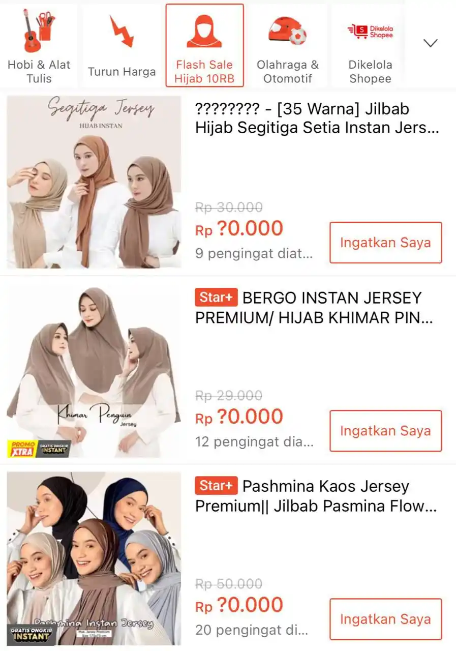 Image from PROMO BELANJA ONLINE: Hijab Rp10.000 ⚡️ ⏰ 12:00 WIB https://s.shopee.co.id/3Avp6Md9Xy?share...