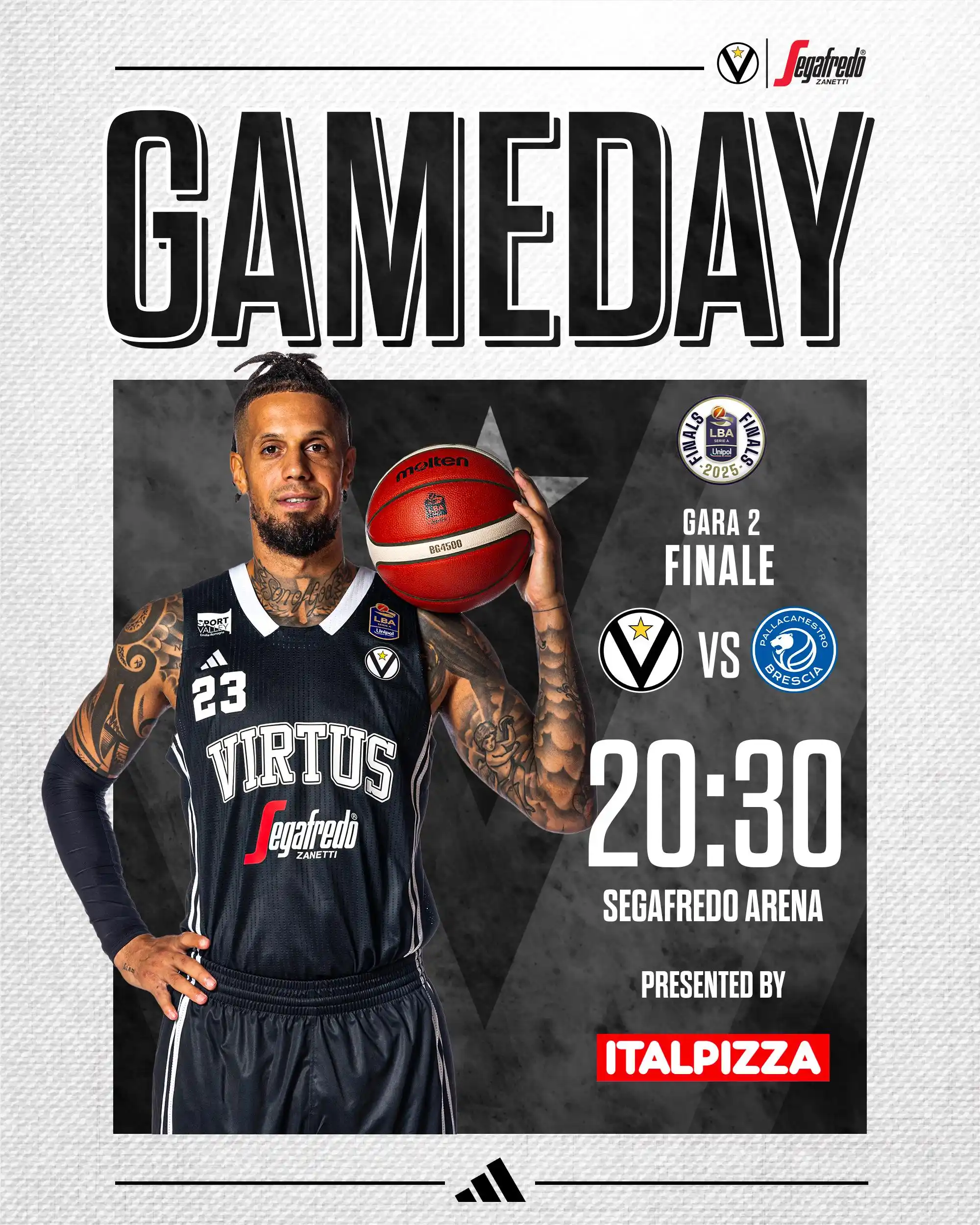 Image from Virtus Segafredo Bologna: 𝗜𝗧’𝗦 𝗚𝗔𝗠𝗘 𝗗𝗔𝗬 | Playoff Finals G2  🆚 Brescia 📺 Dazn, NOVE,...