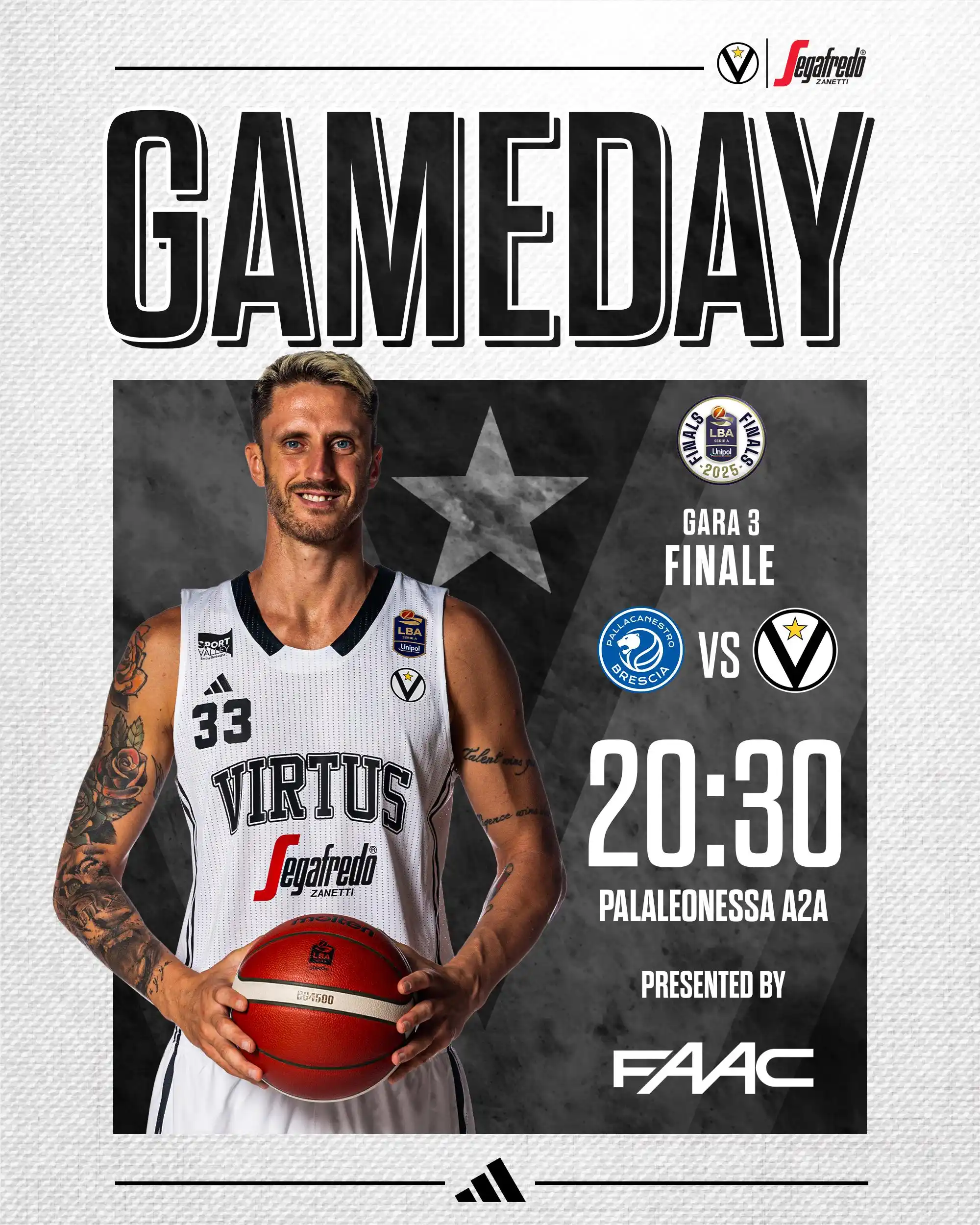 Image from Virtus Segafredo Bologna: 𝗜𝗧’𝗦 𝗚𝗔𝗠𝗘 𝗗𝗔𝗬 | Playoff Finals G3  🆚 Brescia 📺 Dazn, Nove,...