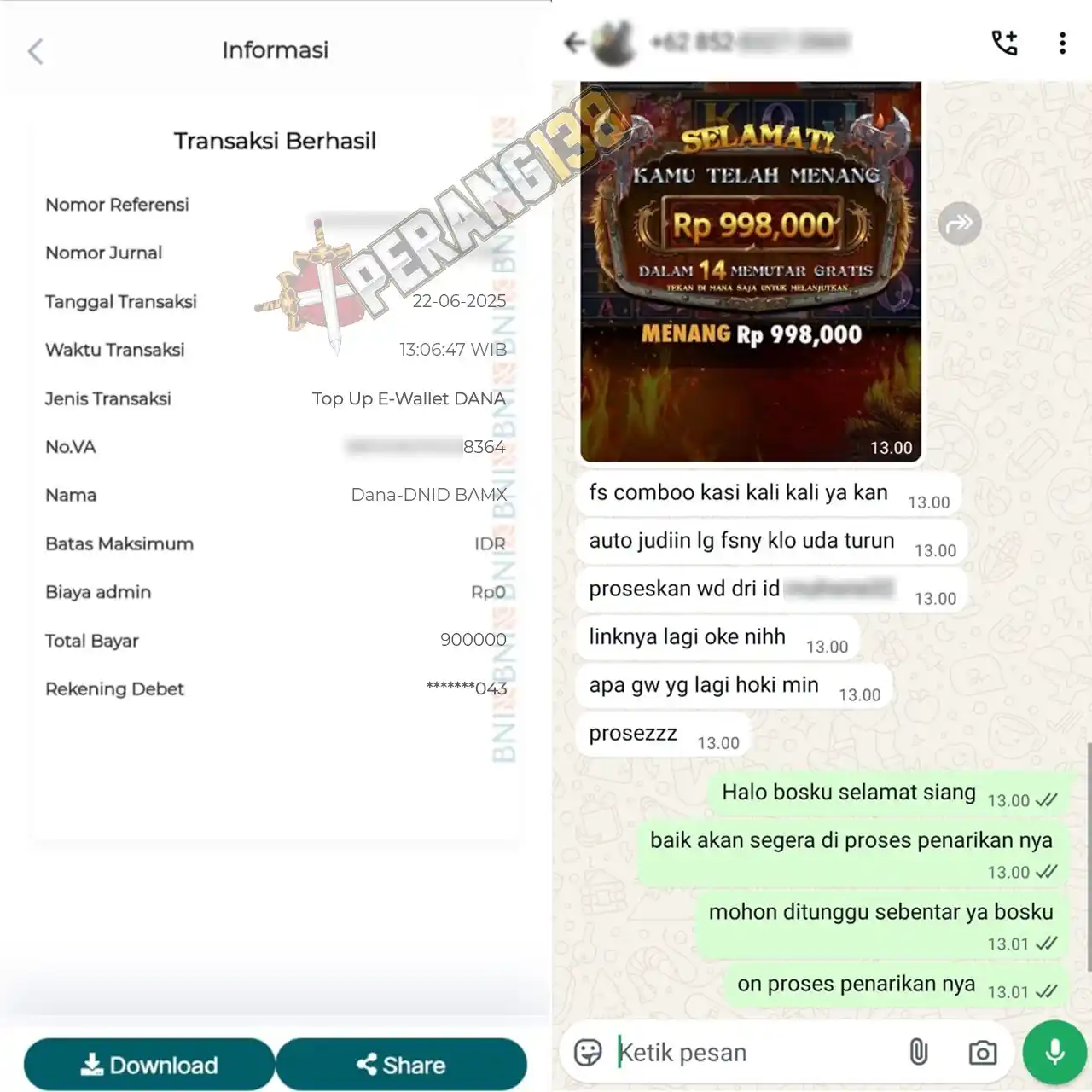 Image from Sticker anomali: Jumlah fs bisa doble untuk kemenangan kalian,,hokinya main di perang13...