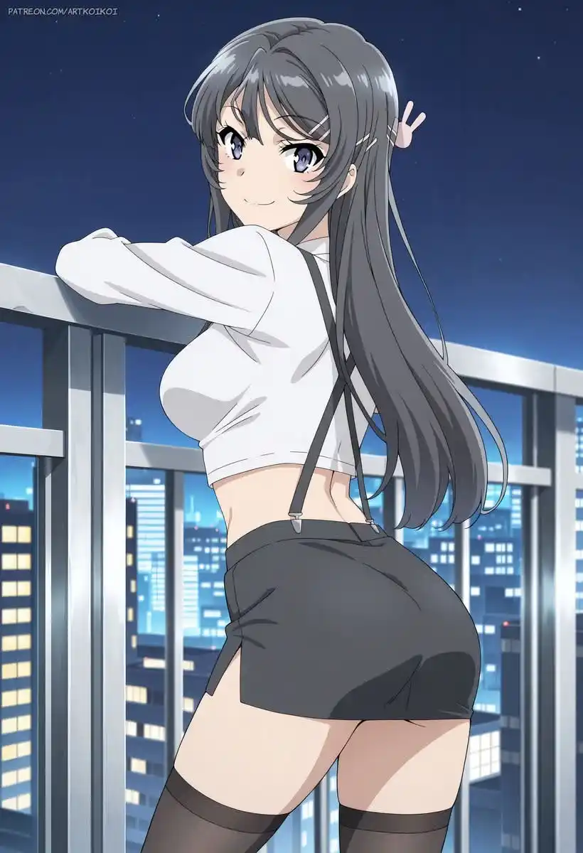 Image from CSC LAB - Anime Cast: 🥵Mai Sakurajima esta posando con una expresión coqueta y segura sobre...
