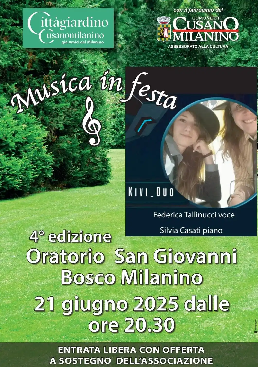 Image from Comune di Cusano Milanino: *Musica in festa* Sabato 21 giugno 2025 ore 20:30 Oratorio San Giovann...