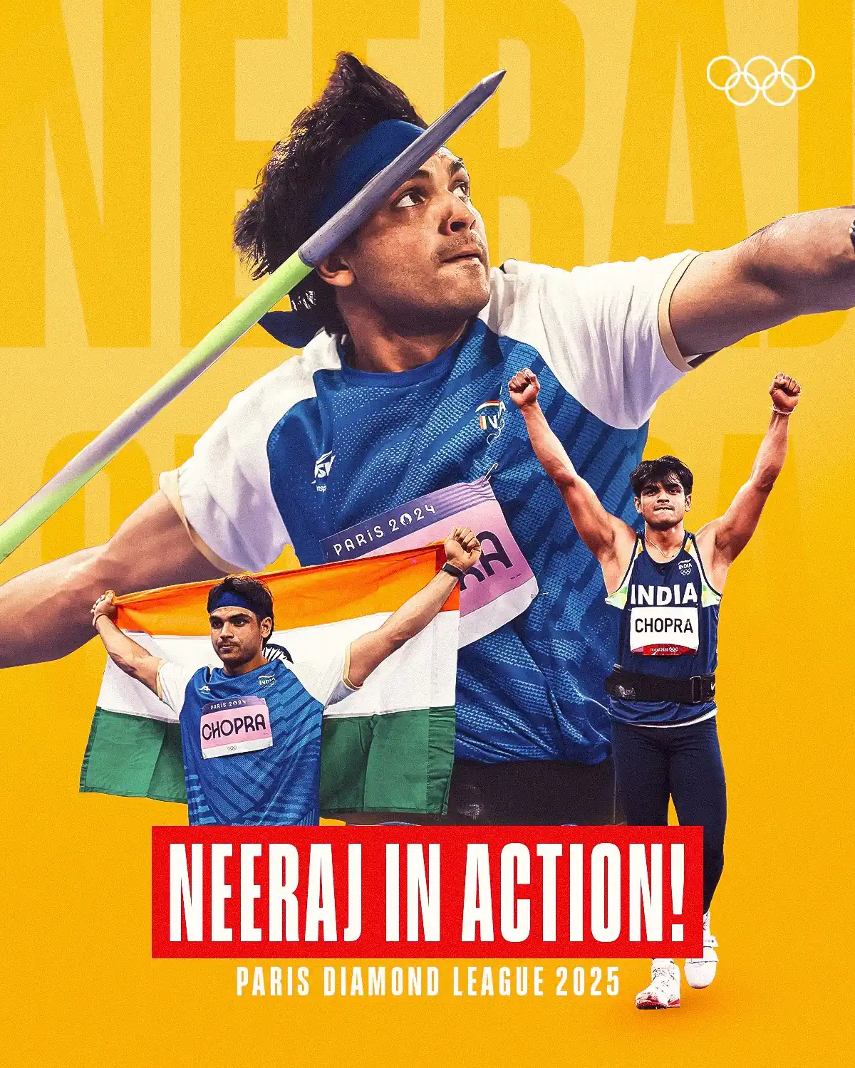 Image from Olympic Khel: Neeraj Chopra returns to Paris! ✨  This is his first Paris Diamond Lea...
