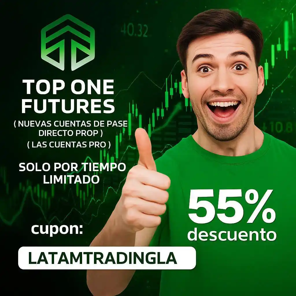 Image from Latamtradingla Oficial : NUEVAS CUENTAS PROP TOP ONE FUTURES POR TIEMPO LIMITADO CUPON 55%: LAT...