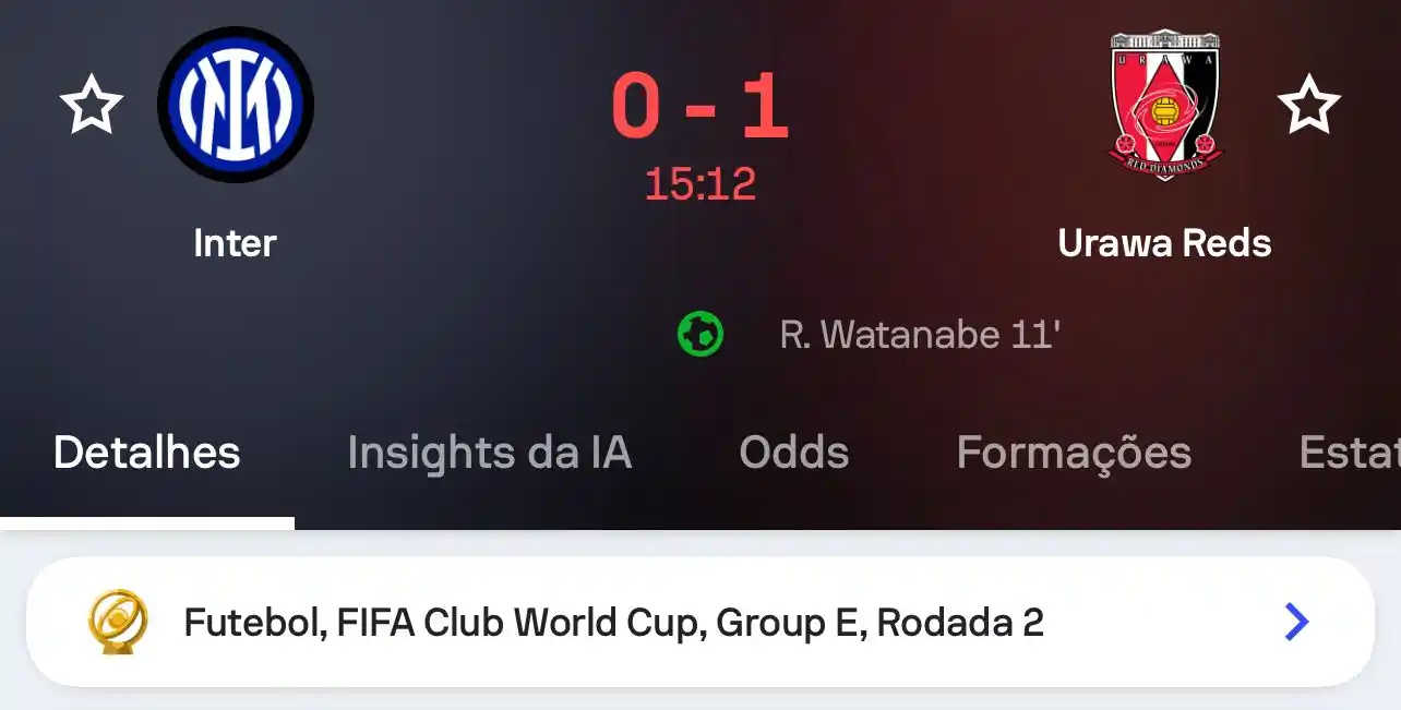 Image from SDA - Palpites e mais!: Que loucura está esse Mundial 🤪  Será que a Inter vira fácil? Tá 1.80...