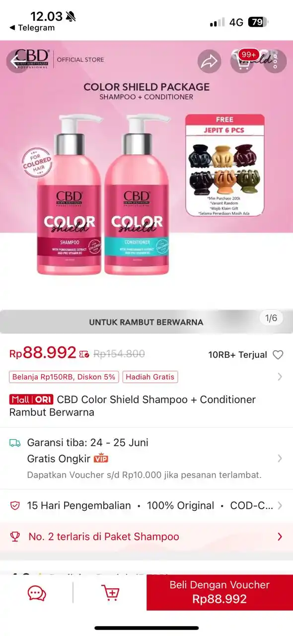 Image from PROMO BELANJA ONLINE: Temukan CBD Color Shield Shampoo + Conditioner Rambut Berwarna seharga...