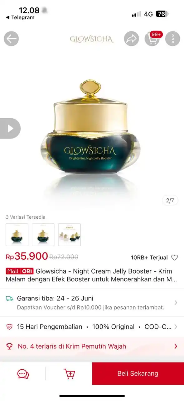 Image from PROMO BELANJA ONLINE: Temukan Glowsicha - Night Cream Jelly Booster - Krim Malam dengan Efek...