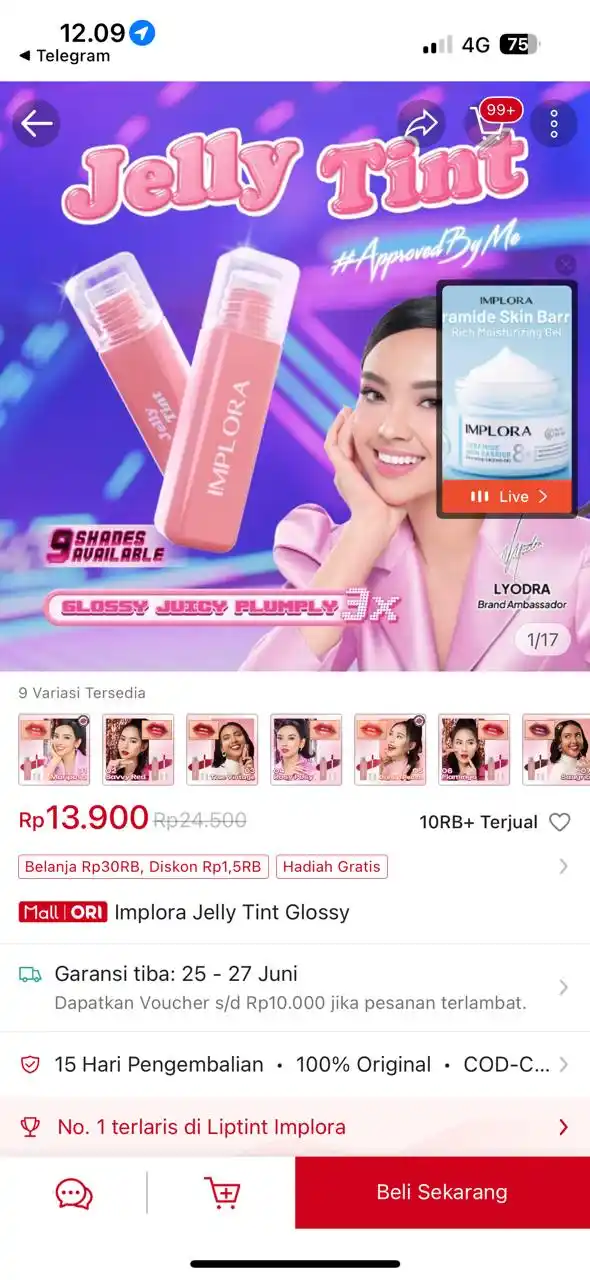 Image from PROMO BELANJA ONLINE: Temukan Implora Jelly Tint Glossy seharga Rp13.900. Dapatkan sekarang ...