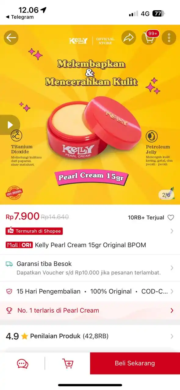 Image from PROMO BELANJA ONLINE: Temukan Kelly Pearl Cream 15gr Original BPOM seharga Rp7.900. Dapatkan...