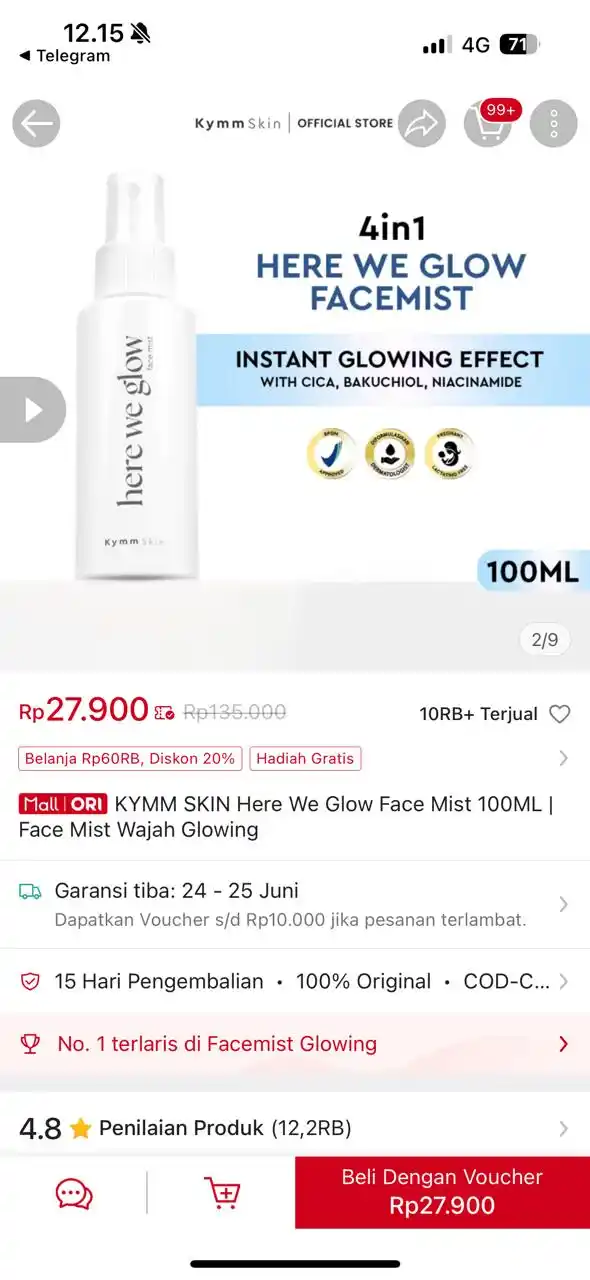 Image from PROMO BELANJA ONLINE: Temukan KYMM SKIN Here We Glow Face Mist 100ML | Face Mist Wajah Glowi...