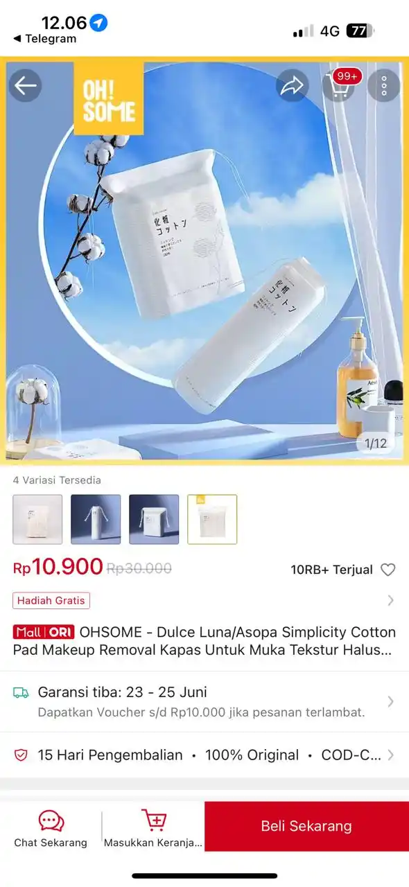 Image from PROMO BELANJA ONLINE: Temukan OHSOME - Dulce Luna/Asopa Simplicity Cotton Pad Makeup Removal...