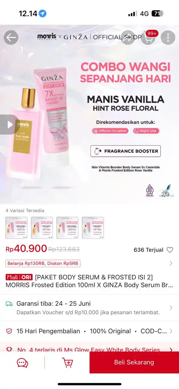 Image from PROMO BELANJA ONLINE: Temukan [PAKET BODY SERUM & FROSTED ISI 2] MORRIS Frosted Edition 100m...