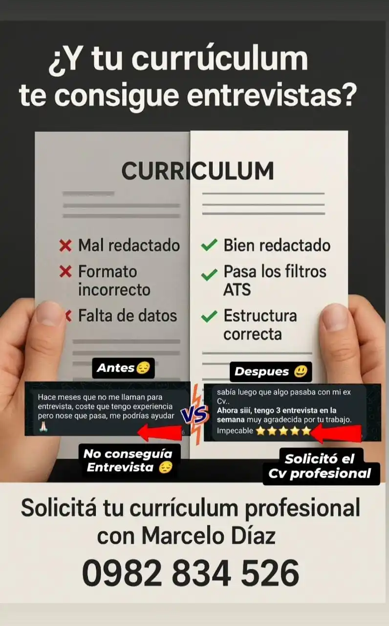 Image from CENTRAL DE VACANCIAS LABORALES PY - MD❗: 📢 Testimonio de éxito 🤓🍀  🟥 ANTES “Hace meses que no me llaman par...