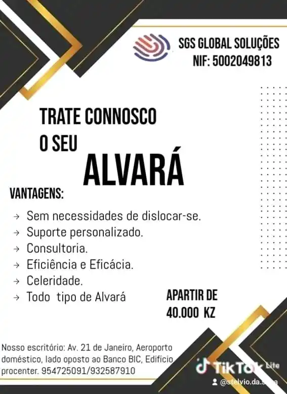 Image from KILAMBA 24 HORAS: 🔑 Trate do seu Alvará com a SGS Global Soluções!  🚀 Vantagens: ✅ Sem...