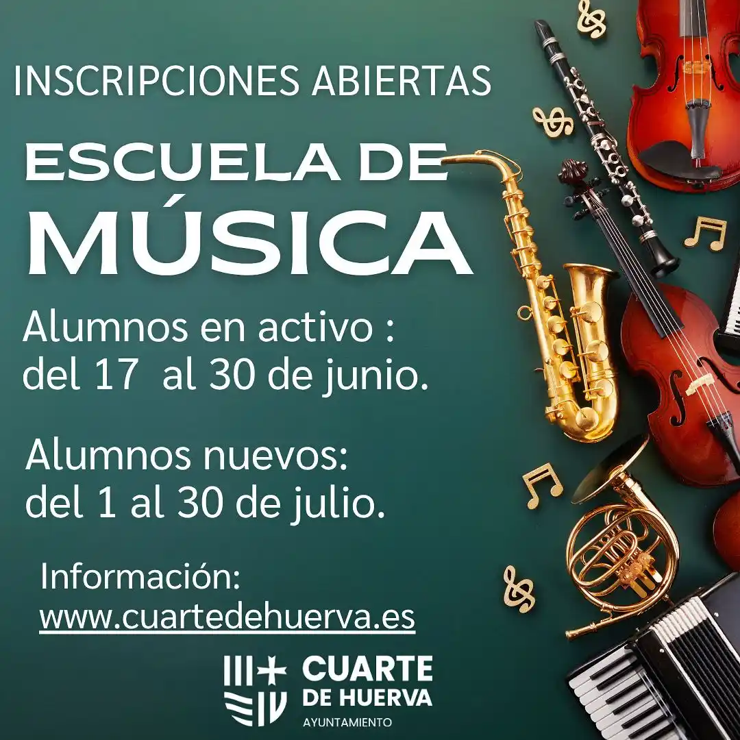Image from Ayuntamiento de Cuarte de Huerva: 🎶✨ ¡Abiertas las inscripciones para la Escuela de Música de Cuarte de...