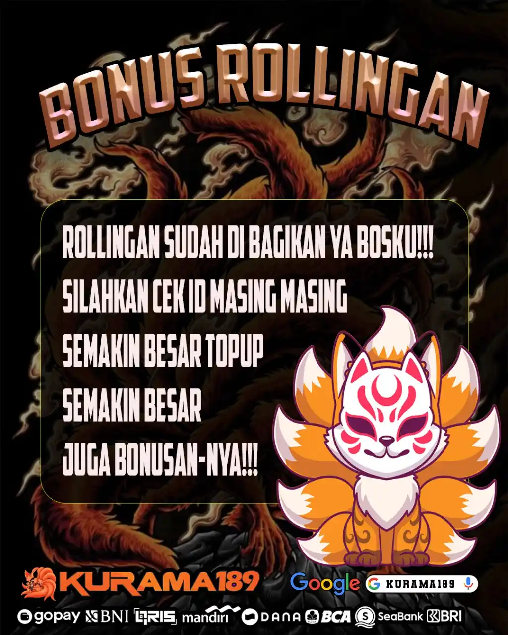 Image from SERVER GAME IND⚡: Bonus rollingan sudah di bagikan ya , gass kan sekarang juga mainkan ....