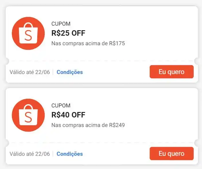 Image from PROMO TUDO : 🔥 CUPONS SHOPEEE 🏷 R$ 25 OFF em R$ 175 🏷 R$ 40 OFF em R$ 249 http...