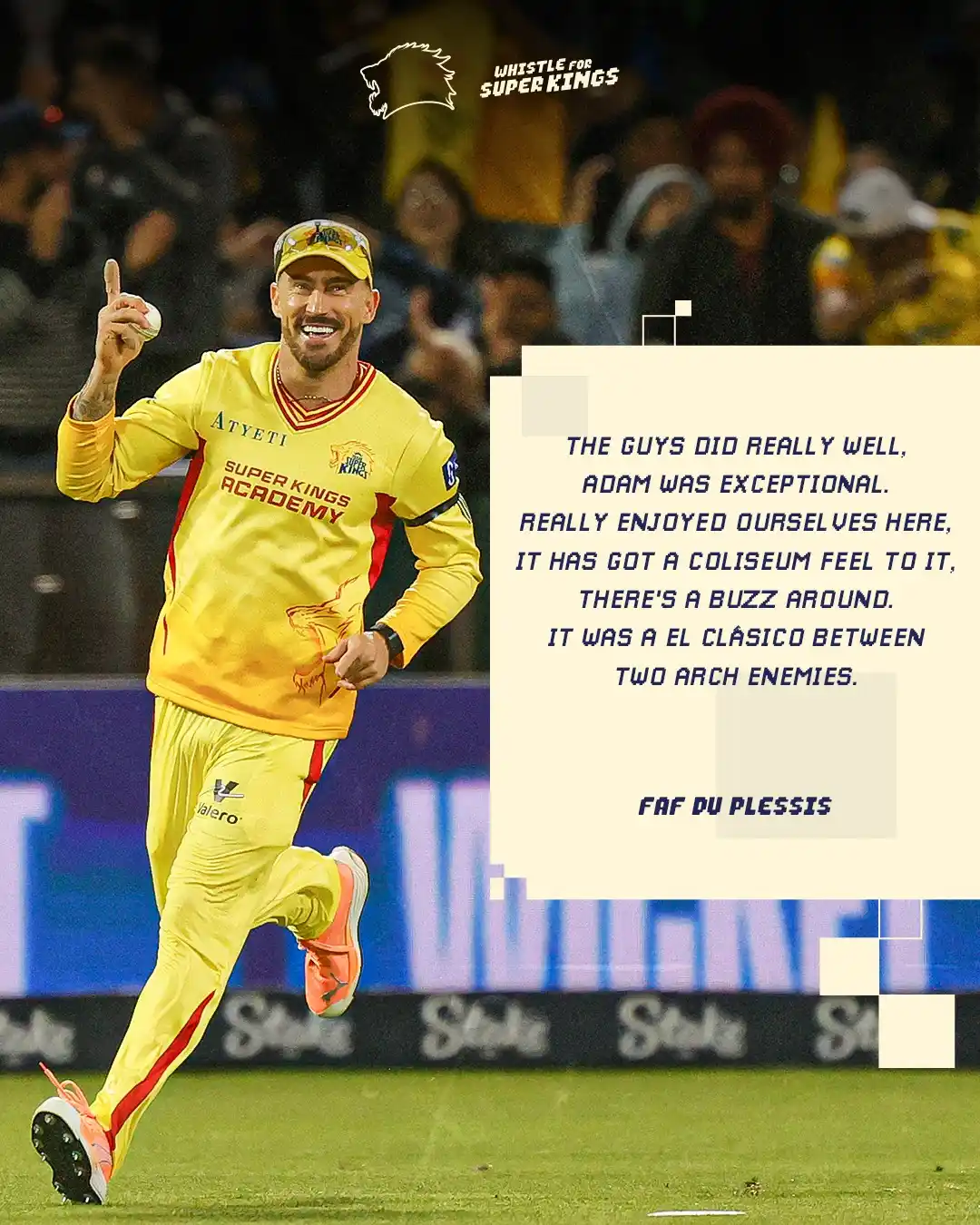 Image from Texas Super Kings: Faf felt the buzz! 🤩💥  <a class="text-blue-500 hover:underline curso...