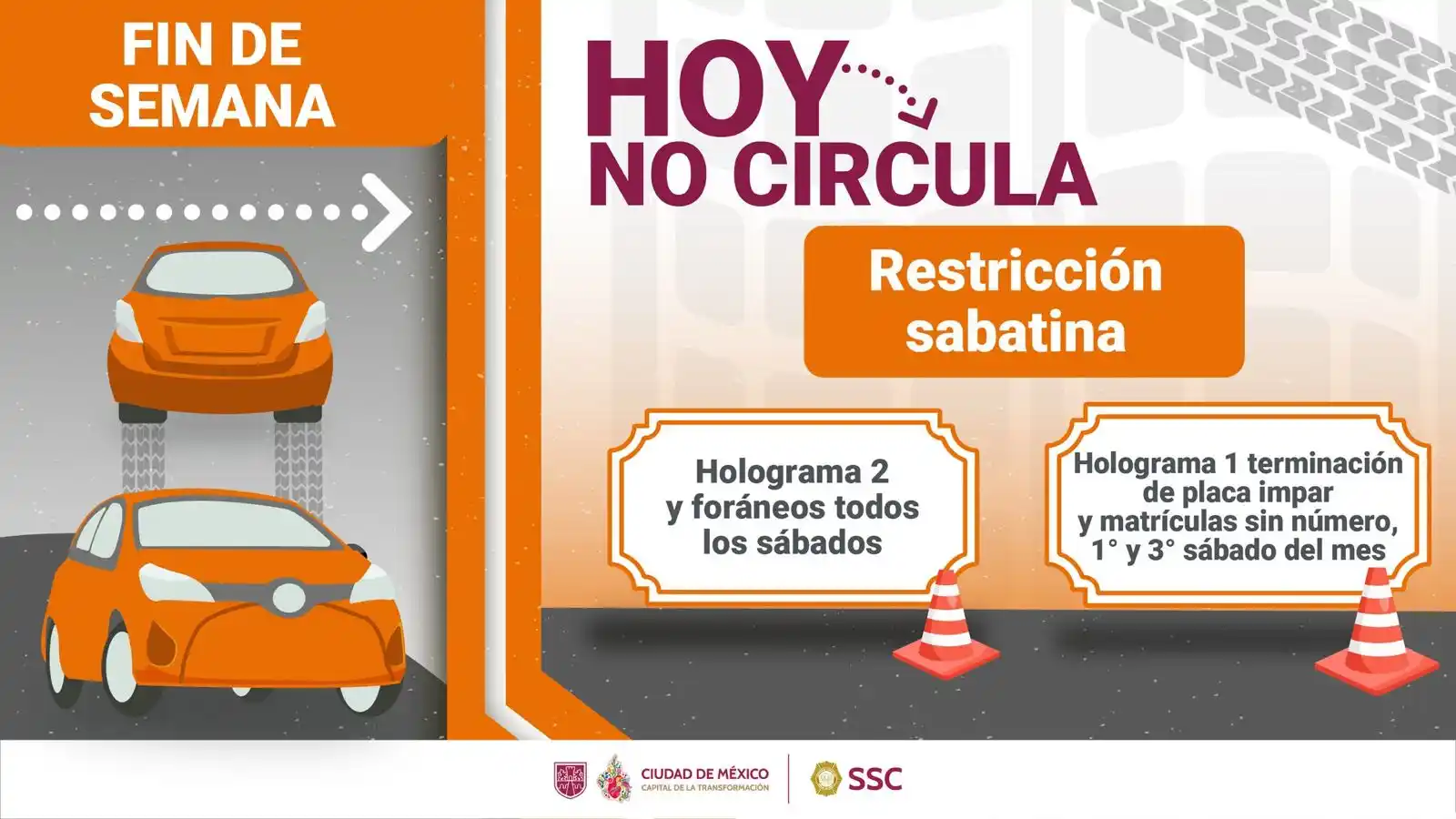 Image from Secretaría de Seguridad Ciudadana de la Ciudad de México: https://bit.ly/4jJpTA6  Este sábado, el programa Hoy No Circula aplica...