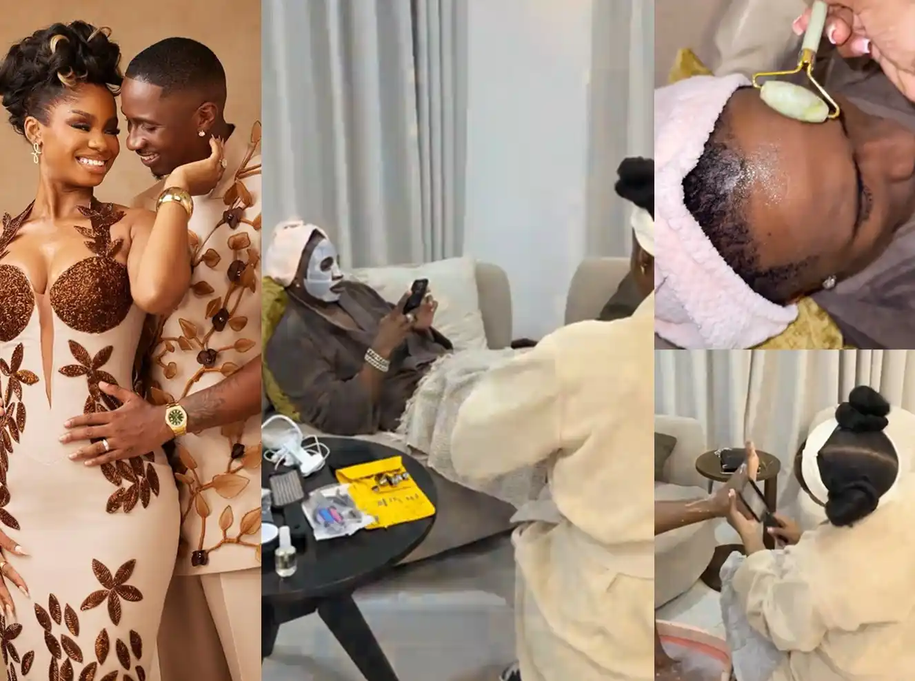 Image from YabaLeftOnline Media: Influencer Priscilla Ojo personally treats her husband, Juma Jux, to a...